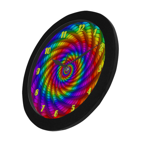 Psychedelic Rainbow Spiral Fractal Circular Plastic Wall clock