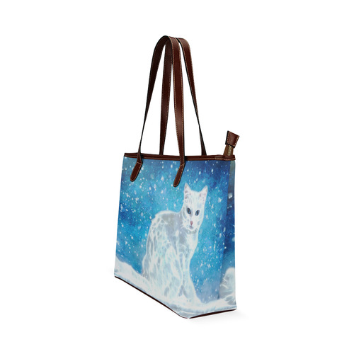 Abstract cute white cat Shoulder Tote Bag (Model 1646)