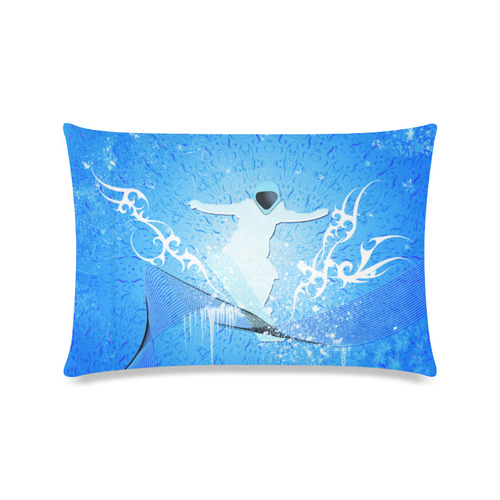 Snowboarder with snowflakes Custom Zippered Pillow Case 16"x24"(Twin Sides)