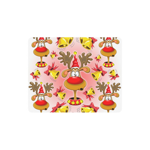 Reindeer Fun Christmas Cartoon with Bells Alarms Rectangle Mousepad