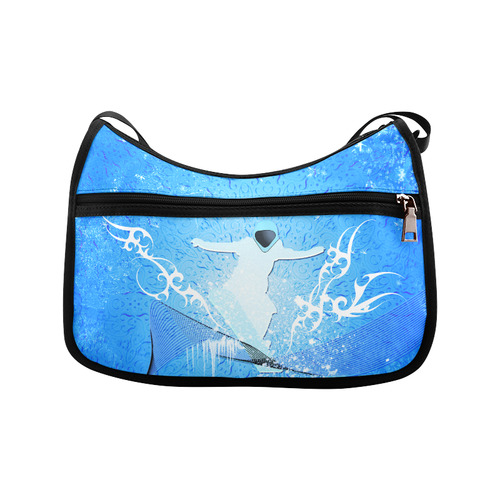 Snowboarder with snowflakes Crossbody Bags (Model 1616)
