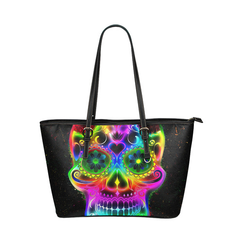 Skull20160604 Leather Tote Bag/Small (Model 1651)
