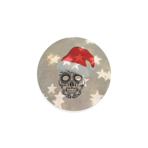 Christmas skull with star bokeh Round Coaster