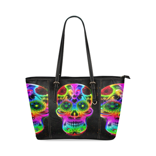 Skull20160604 Leather Tote Bag/Small (Model 1640)