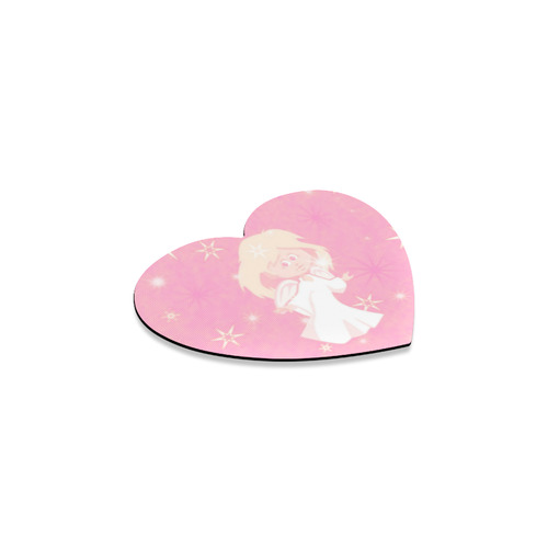 sweet christmas angel pink Heart Coaster