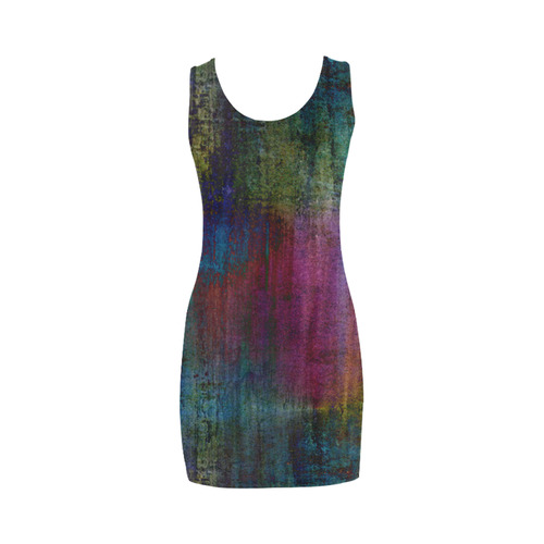 Dark Grunge Watercolor Brush Strokes Painting Medea Vest Dress (Model D06)