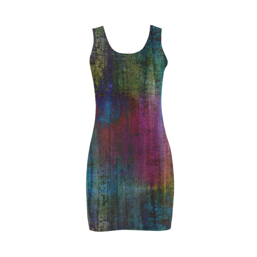 Dark Grunge Watercolor Brush Strokes Painting Medea Vest Dress (Model D06)