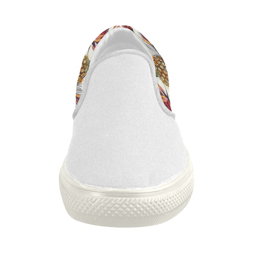 New artsy shoes with Ananas. New designers edition 2016. Shoes are just for sale Women's Slip-on Canvas Shoes (Model 019)