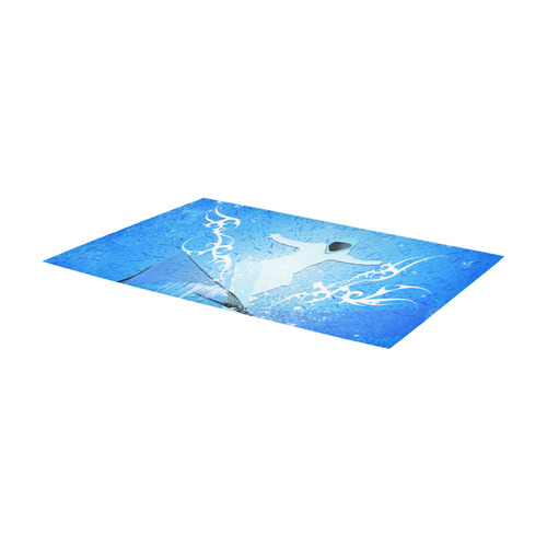 Snowboarder with snowflakes Area Rug 7'x3'3''