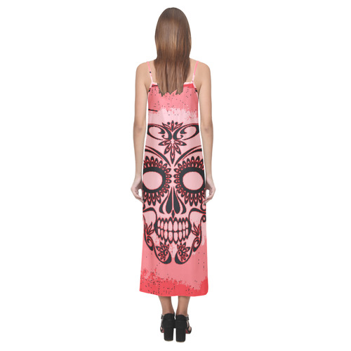 Skull20160403 V-Neck Open Fork Long Dress(Model D18)