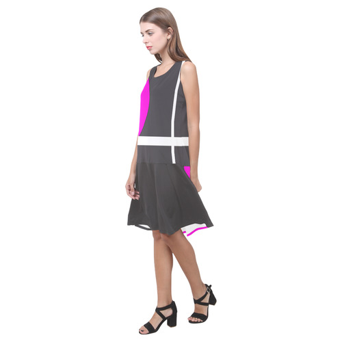 Fuchsia Sleeveless Splicing Shift Dress(Model D17)