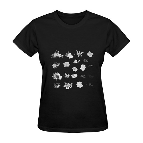 New in shop. Hand-drawn original art edition with roses and floral art Sunny Women's T-shirt (Model T05)