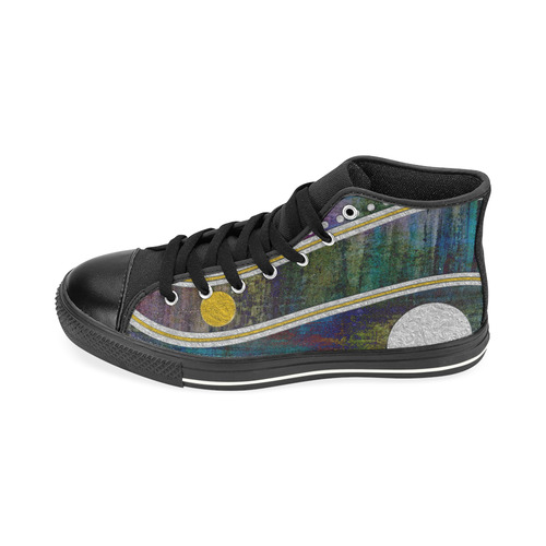 Landscape Waves Dots Grunge Gold Silver High Top Canvas Women's Shoes/Large Size (Model 017)