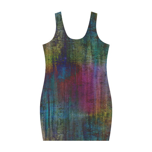 Dark Grunge Watercolor Brush Strokes Painting Medea Vest Dress (Model D06)