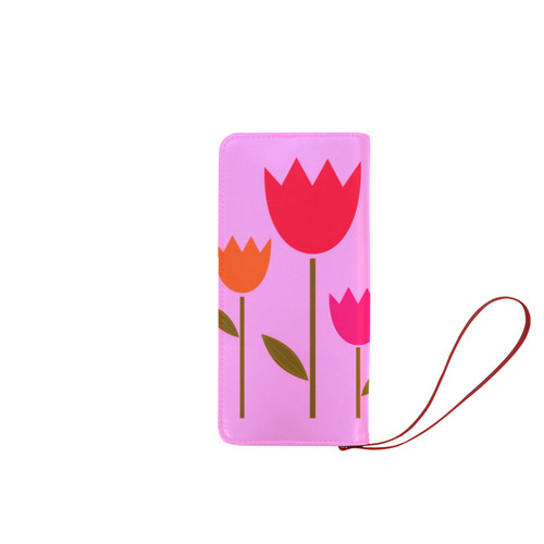 Unique hand-drawn fashion design with artistic Tulips. Pink, Old - green and Orange 2016 Collection. Women's Clutch Wallet (Model 1637)