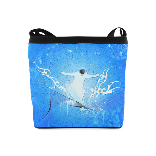 Snowboarder with snowflakes Crossbody Bags (Model 1613)