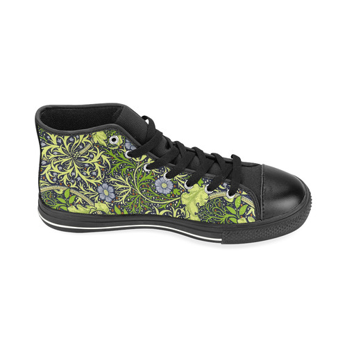 William Morris Seaweed Vintage Floral Wallpaper High Top Canvas Women's Shoes/Large Size (Model 017)