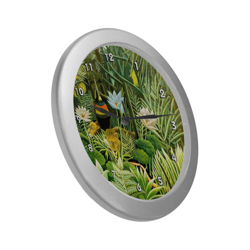 The Dream Henri Rousseau Jungle Animals Silver Color Wall Clock