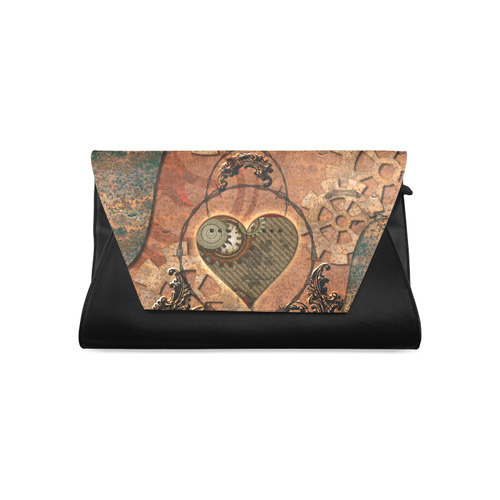 Steampunk wonderful heart, clocks and gears Clutch Bag (Model 1630)