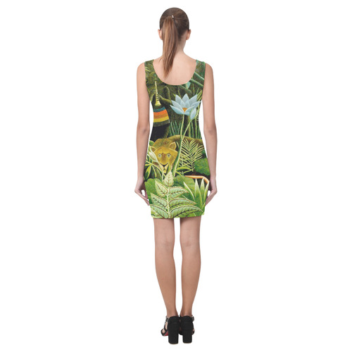 The Dream Henri Rousseau Jungle Animals Flowers Medea Vest Dress (Model D06)