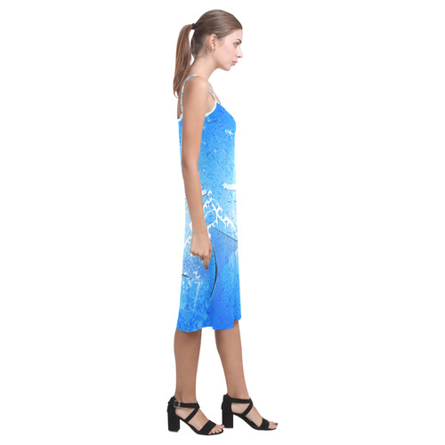 Snowboarder with snowflakes Alcestis Slip Dress (Model D05)