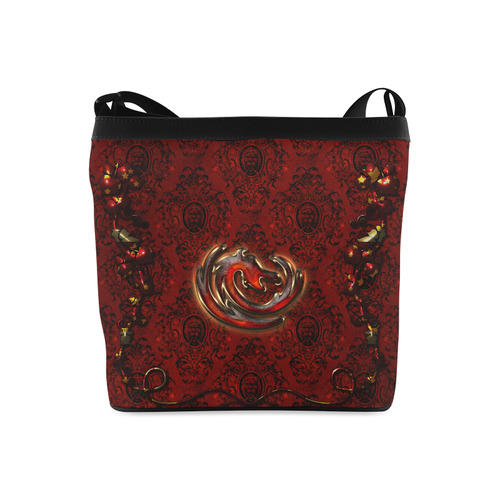 The dragon in red and gold Crossbody Bags (Model 1613)