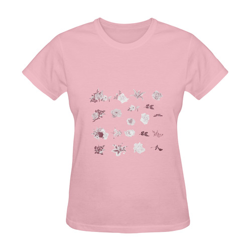 New in shop : Pink designers t-shirt edition with flowers Sunny Women's T-shirt (Model T05)