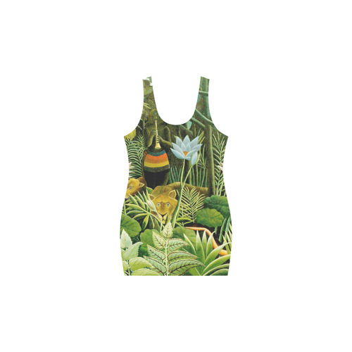 The Dream Henri Rousseau Jungle Animals Flowers Medea Vest Dress (Model D06)