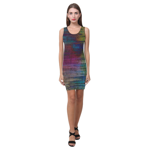 Dark Grunge Watercolor Brush Strokes Painting Medea Vest Dress (Model D06)