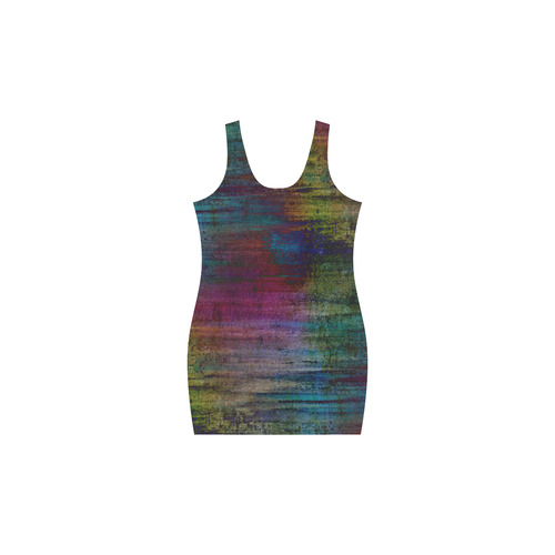 Dark Grunge Watercolor Brush Strokes Painting Medea Vest Dress (Model D06)