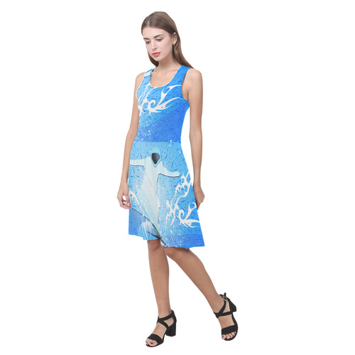 Snowboarder with snowflakes Atalanta Casual Sundress(Model D04)