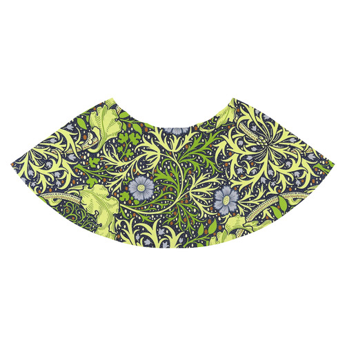 William Morris Seaweed Vintage Floral Wallpaper Athena Women's Short Skirt (Model D15)