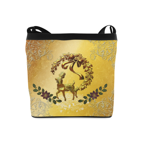 Reindeer in golden colors Crossbody Bags (Model 1613)