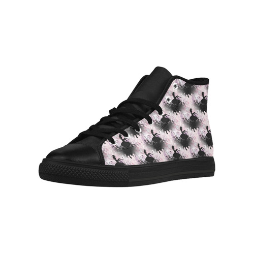 Pink Fairy Silhouette with bubbles Aquila High Top Microfiber Leather Women's Shoes (Model 032)