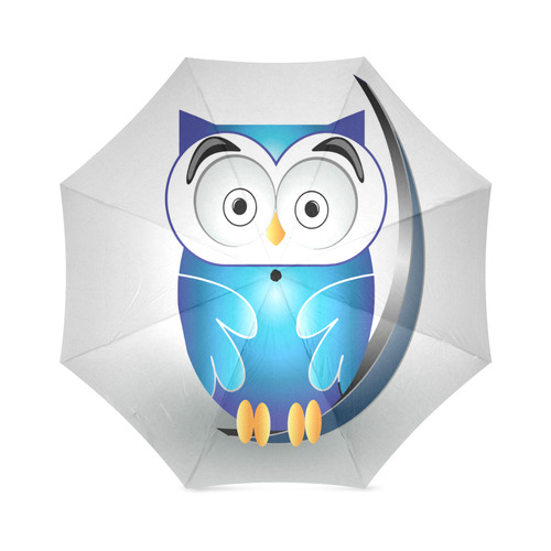 Cute Blue Owl Foldable Umbrella (Model U01)