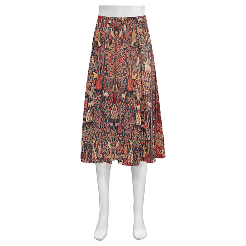 Vintage Persian Nature Animals Floral Rug Mnemosyne Women's Crepe Skirt (Model D16)