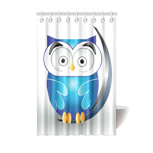Cute Blue Owl Shower Curtain 48"x72"