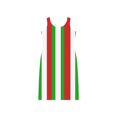 Red, Green and White Stripes Phaedra Sleeveless Open Fork Long Dress (Model D08)