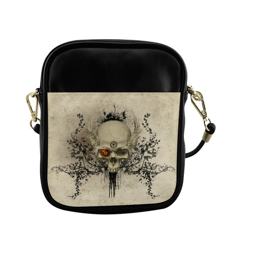 Amazing skull with wings,red eye Sling Bag (Model 1627)