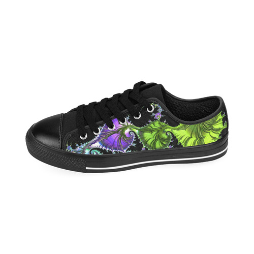 SPIRAL Filigree FRACTAL black green violet Men's Classic Canvas Shoes/Large Size (Model 018)