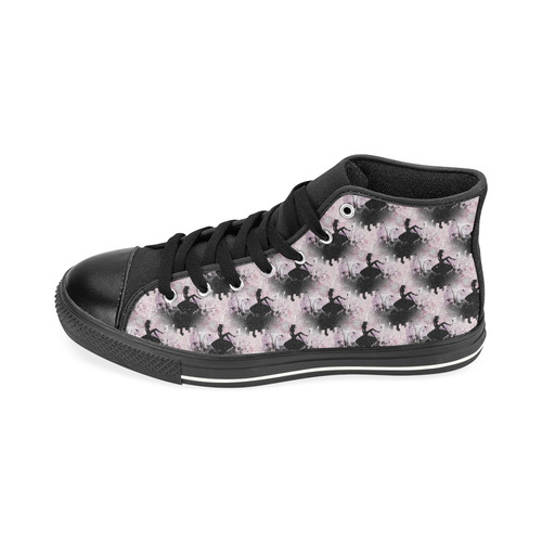 Pink Fairy Silhouette with bubbles High Top Canvas Women's Shoes/Large Size (Model 017)