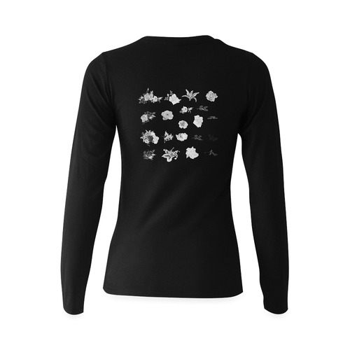 New design in shop. Black designers authentic long sleeve t-shirt with elegant floral art / from beh Sunny Women's T-shirt (long-sleeve) (Model T07)