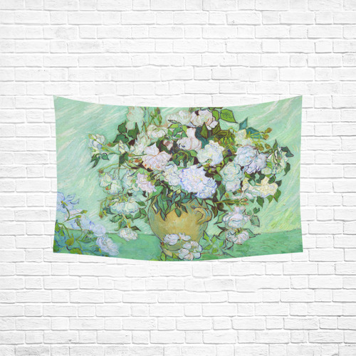 Roses Vincent Van Gogh Floral Fine Art Cotton Linen Wall Tapestry 60"x 40"