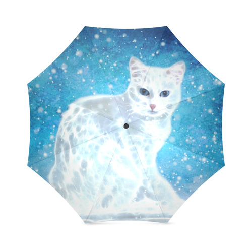 Abstract cute white cat Foldable Umbrella (Model U01)