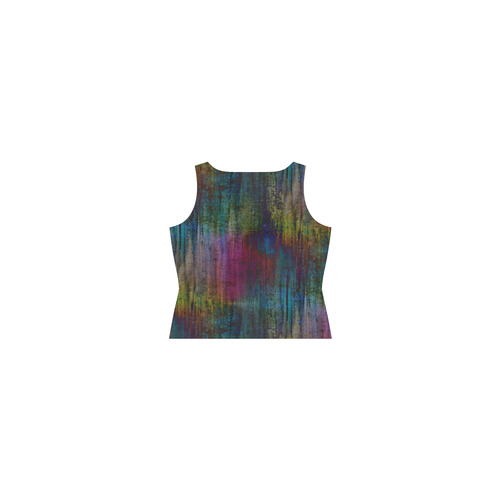 Dark Grunge Watercolor Brush Strokes Painting Sleeveless Splicing Shift Dress(Model D17)