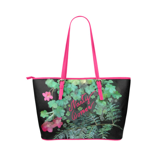 Nasty Woman Leather Tote Bag/Small (Model 1651)
