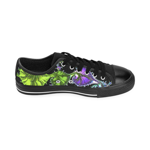 SPIRAL Filigree FRACTAL black green violet Men's Classic Canvas Shoes/Large Size (Model 018)