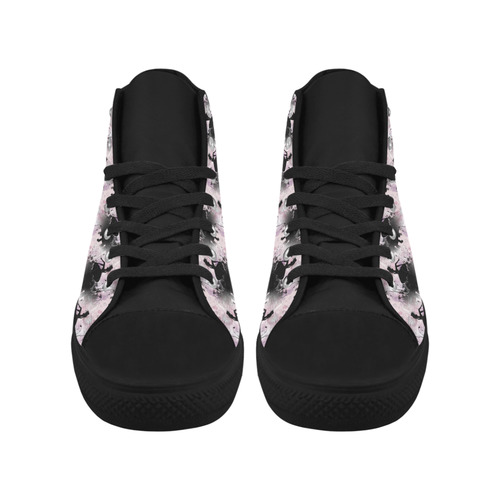 Pink Fairy Silhouette with bubbles Aquila High Top Microfiber Leather Women's Shoes (Model 032)