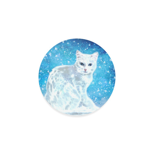 Abstract cute white cat Round Coaster