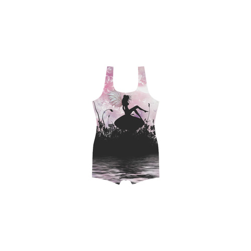 Pink Fairy Silhouette with bubbles Classic One Piece Swimwear (Model S03)